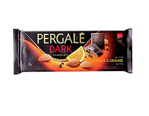 PERGALE Dark Chocolate With Caramelized Almonds  and  Orange Pieces - 220g