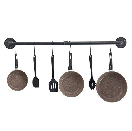 YOKEPO 31.5 Inch Black Pipe Pot Rack Wall Mounted-Pots and Pans Hanging Organizer-Pot Lid Utensil Holder-Coffee Mug Rack-Cup Hanger Bar for kitchen with Detachable S Hooks YOKEPO 31.5 Inch Black Pipe Pot Rack Wall Mounted-Pots and Pans Hanging Organizer-Pot Lid Utensil Holder-Coffee Mug Rack-Cup Hanger Bar for kitchen with Detachable S Hooks
