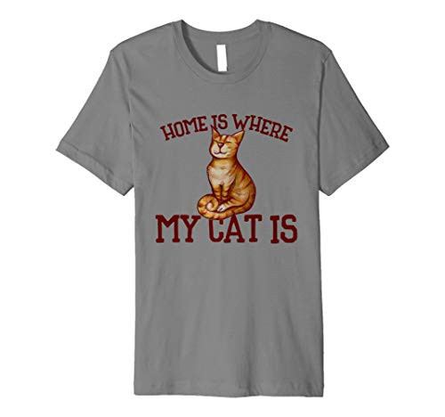Home is where my cat is fun orange tabby Premium T-Shirt
