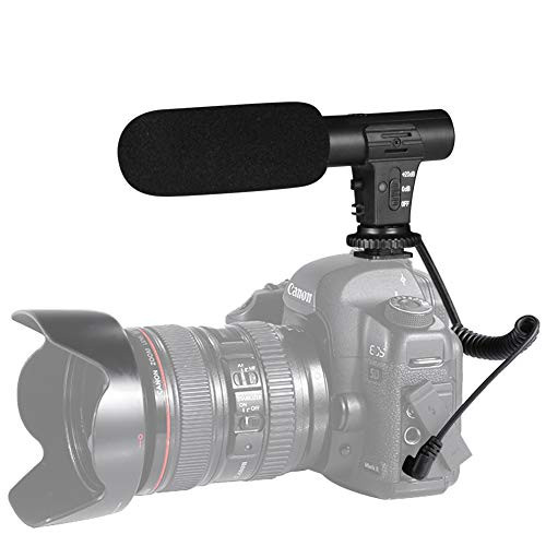 Camera Microphone, Shotory Video Recording Microphone Professional External Hypercardioid On-Camera Microphone for Nikon Canon DSLR Camera/DV Camcorder