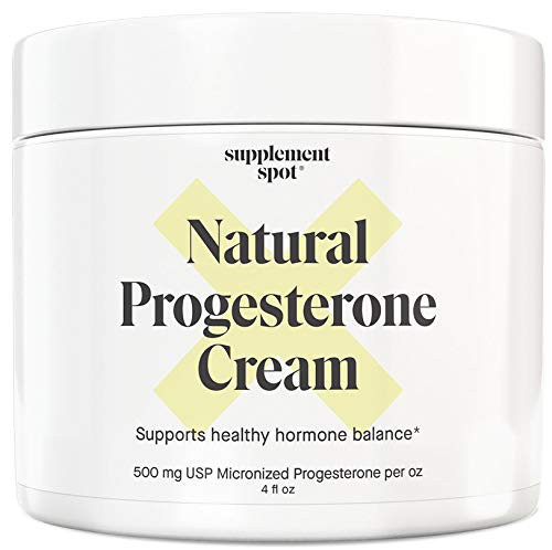 Supplement Spot Natural Progesterone Cream for Women  Micronized Bioidentical USP Progesterone Cream from Wild Yam for Menopause Relief  and  Mood Balance -4 oz.-