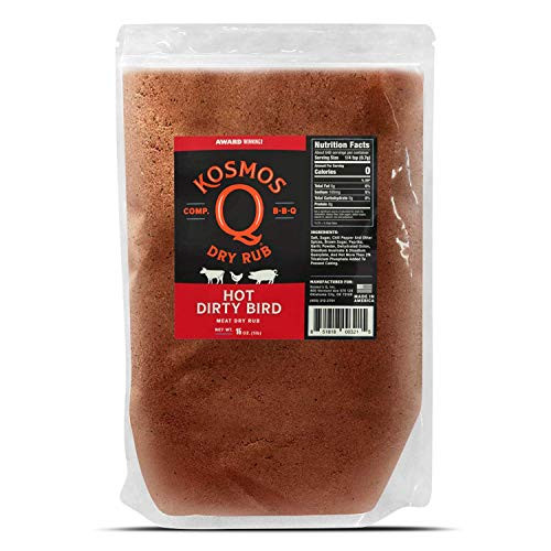 Kosmos Q Dirty Bird HOT BBQ Rub | Savory and Spicy Blend | Great on Chicken- Pork- Steaks and Brisket | Best Barbecue Rub | Meat Seasoning and Spice Dry Rub | 1 Lb Bag Kosmos Q Dirty Bird HOT BBQ Rub | Savory and Spicy Blend | Great on Chicken- Pork- Steaks and Brisket | Best Barbecue Rub | Meat Seasoning and Spice Dry Rub | 1 Lb Bag