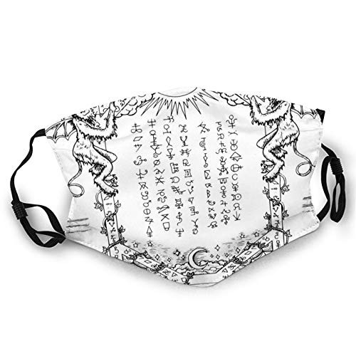 Fashion Facial Windproof mask-Gothic Medieval Magic And Spell Symbols Eternal Life Ritual Chart Themed Artwork-decorations for adult