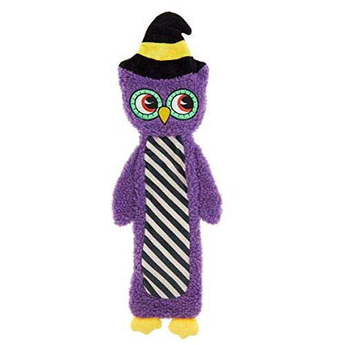Thrills  and  Chills Purple Owl Flattie Crinkle Dog Toy~Large~
