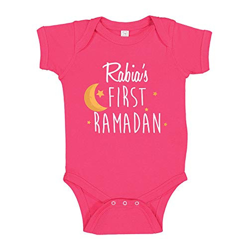 My First Ramadan Custom Name Baby Bodysuit Infant One Piece 6 mo Cyber Pink
