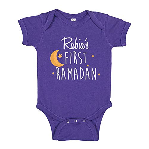 My First Ramadan Custom Name Baby Bodysuit Infant One Piece NB Purple
