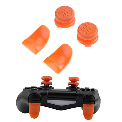 Beracah Thumb Stick Caps Grips L2 R2 Buttons Trigger Extenders for PS4 Controller Blue -Orange-