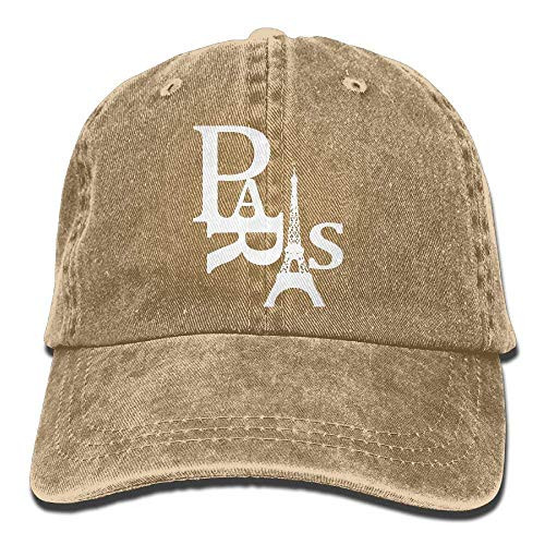 Retro I Love Paris?Unisex Adjustable Adult Cowboy Hats Denim Baseball Cap for Men Women