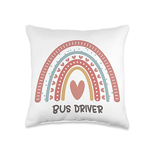 Bus driver Boho Design Rainbow Cute Throw Pillow- 16x16- Multicolor