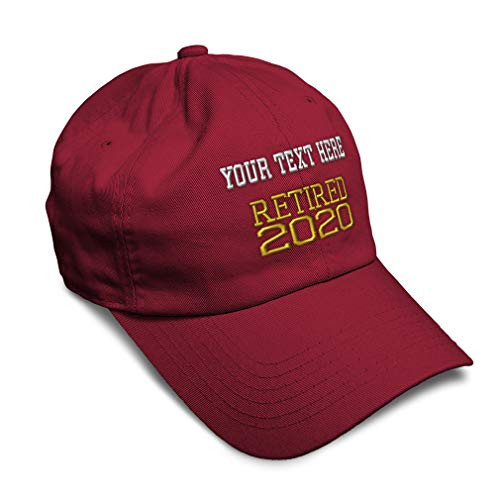 Custom Soft Baseball Cap Retired 2020 Embroidery Twill Cotton Dad Hats for Men  and  Women Buckle Closure Burgundy Personalized Text Here