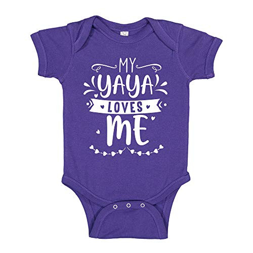 My Yaya Loves Me Baby Bodysuit Infant One Piece NB Purple