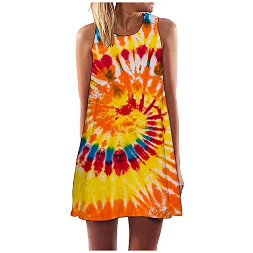 Women Fashion Print Casual Sleeveless O-Neck Loose Knee-Length Dresses Summer Beach Party Long Maxi Dress S1150 Orange Women Fashion Print Casual Sleeveless O-Neck Loose Knee-Length Dresses Summer Beach Party Long Maxi Dress S1150 Orange