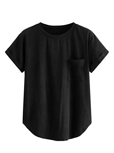 Floerns Women's Plus Size Round Neck Short Sleeve Casual T-Shirt Tee Tops Black 2XL