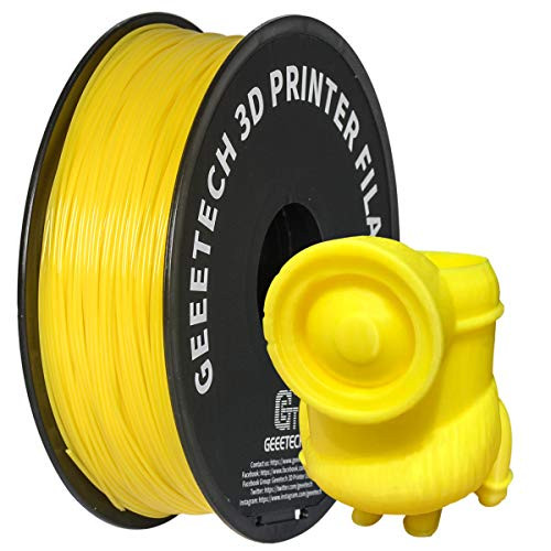 GEEETECH PLA 3D Printer Filament- 1kg Spool -2.2lbs-- 1.75mm Dimensional Accuracy Plus/- 0.03mm- Yellow