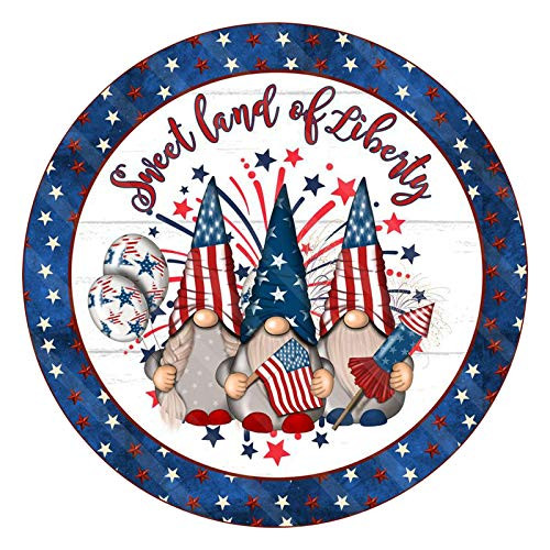 U/D 12 inch Gnome Patriotic Welcome Sign Front Door Round Wood Sign Hanging Welcome Wreaths for 4th of July Memorial Day Independence Day Window Wall Farmhouse Porch Decoration U/D 12 inch Gnome Patriotic Welcome Sign Front Door Round Wood Sign Hanging Welcome Wreaths for 4th of July Memorial Day Independence Day Window Wall Farmhouse Porch Decoration