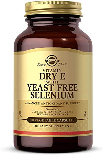 Solgar Dry Vitamin E with Yeast-Free Selenium- Advanced Antioxidant Support - Immune  and  Skin Support - Non-GMO- Vegan- Gluten Free- Dairy Free- Kosher - 100 Count -Pack of 1-