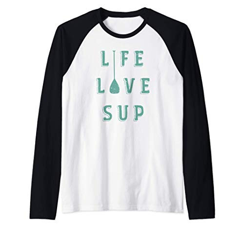 Life- Love and SUP | Summer Stand Up Paddle Board Raglan Baseball Tee