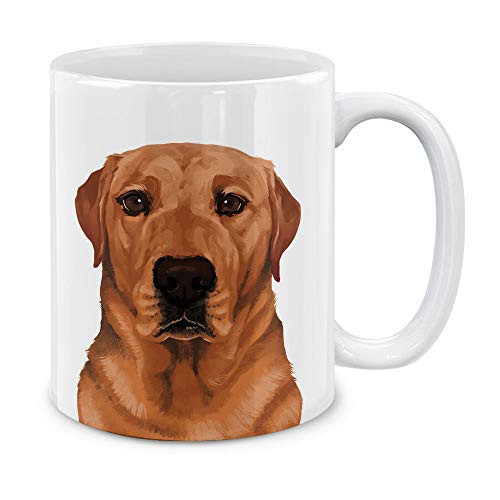 MUGBREW Cute Red Fox Labrador Retriever Dog Full Portrait Ceramic Coffee Gift Mug Tea Cup, 11 OZ