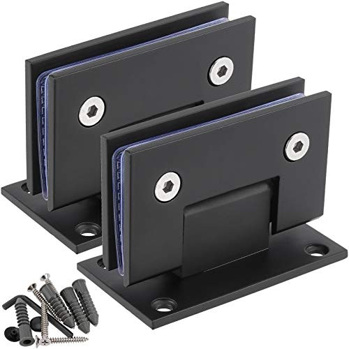 2 PCS Shower Door Hinges- HAKZEON 90 Degree Frameless Glass Door Wall Hinges Stainless Steel Clamp Hinge with Mounting Hardware Replacement Parts for Bathroom Glass Cabinet Door Glass Showcase