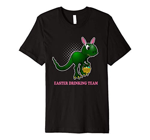 Easter T-Rex Bunny Ears Holding Easter Eggs Basket Holiday Premium T-Shirt