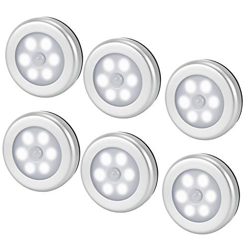 Aslion Motion Sensor Light- Under Cabinet Lights- 6 LED Night Light Removable Cupboard Light- Motion Sensor Wall Closet Cabinet Wireless Lamp for Wardrobe- Closet- Hallway- Stairs- Kitchen- 6pcs