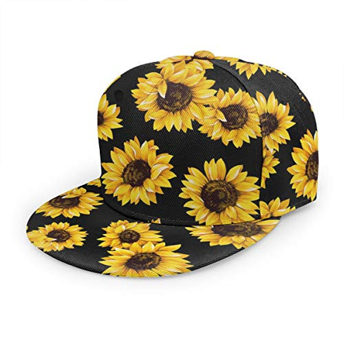 antkondnm Sunflower Pattern Flat Brim Baseball Cap Snapback for Men Women Trucker Hat