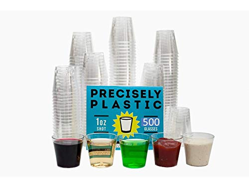500 Shot Glasses Premium 1oz Clear Plastic Disposable Cups- Perfect Container for Jello Shots- Condiments- Tasting- Sauce- Dipping- Samples