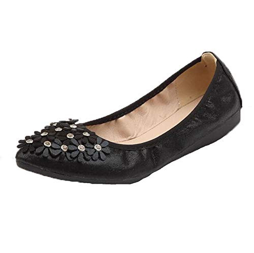Otamise Women's Wedding Flats Rhinestone Slip On Foldable Ballet Shoes 9 Black Otamise Women's Wedding Flats Rhinestone Slip On Foldable Ballet Shoes 9 Black