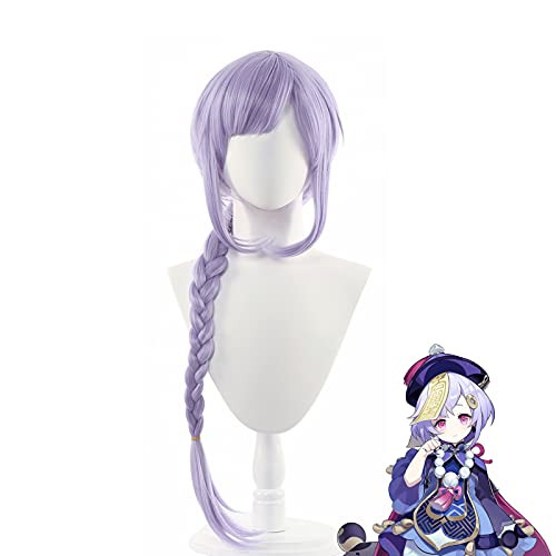 NUOQI Qiqi Cosplay Wig for Genshin Impact Anime Fluffy Long Purple Cosplay Hair Wig with Braids Plus Free Cap NUOQI Qiqi Cosplay Wig for Genshin Impact Anime Fluffy Long Purple Cosplay Hair Wig with Braids Plus Free Cap