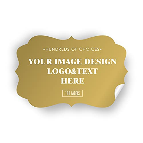 AWUSA Custom Stickers Personalized Labels - Customized Stickers with Any Desingn Image Logo Text-Custom Thank You Label Stickers-Custom Stickers for Business Logo-100 Labels -Fancy Frame-3inchx2inch-