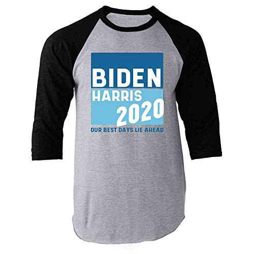 Pop Threads Biden Harris 2020 Best Days Lie Ahead Campaign Black M Raglan Baseball Tee Shirt