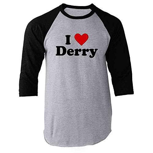 I Love Derry Maine Retro Horror Halloween Costume Black M Raglan Baseball Tee Shirt