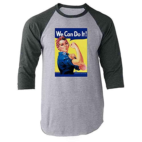 Pop Threads Rosie The Riveter We Can Do It Feminist Gray S Raglan Baseball Tee Shirt