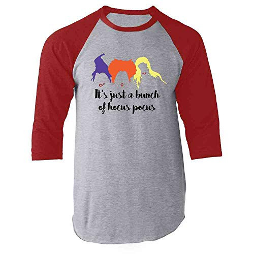 Its Just A Bunch of Hocus Pocus Costume Red S Raglan Baseball Tee Shirt