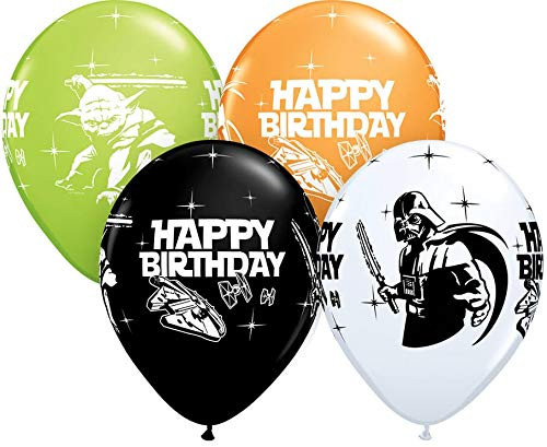Qualatex 18669 Star Wars Birthday Assortment Latex Balloons, 11", Multicolor, Pack of 25