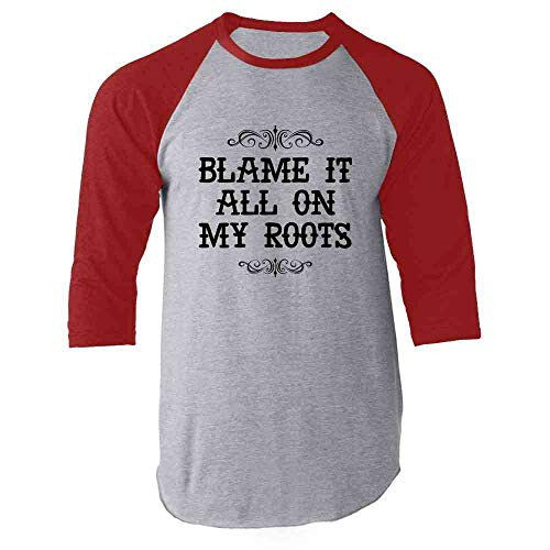 Blame It All On My Roots Country Music Cute Funny Western Red L Raglan Baseball Tee Shirt Blame It All On My Roots Country Music Cute Funny Western Red L Raglan Baseball Tee Shirt