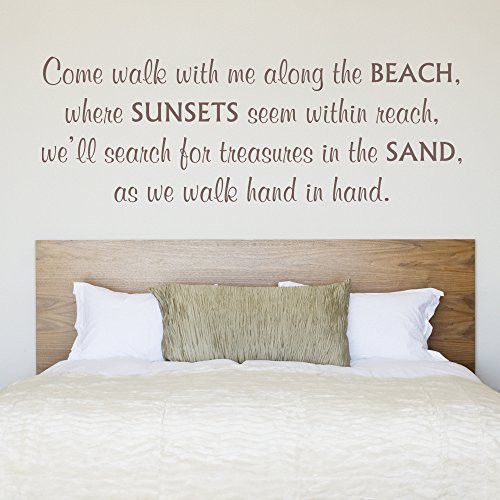 Come Walk with Me Along The Beach Wall Quote Words Sayings Removable Beach Wall Decal Lettering -46x16 Purple-