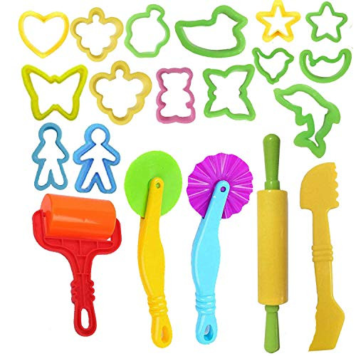 Smart Dough Tools Kit with Models and Molds, Ywong Playdough Molds and Cutters Play Dough Tools Set Clay Dough Tool Accessories Set of 21