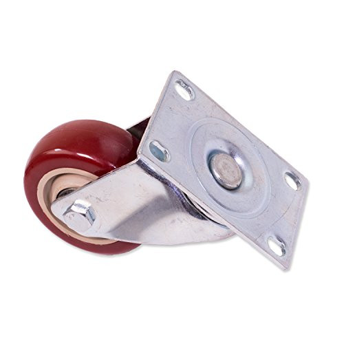 4 Pack Caster Wheels Swivel Plate Stem Break Casters On Red Polyurethane Wheels 1200 Lbs -3 inch 2 Swivel and 2 Fixed-