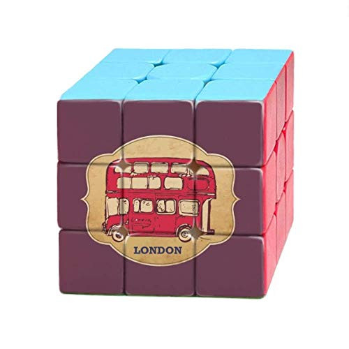 UK London Umbrella Stamp Red Bus Magic Cube Puzzle 3x3 Toy Game Play