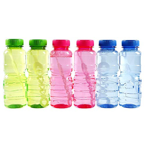 Big Bubble Bottle 6 Pack - 8oz Blow Bubbles Bulk Bubbles Solution Novelty Summer Toy - Activity Party Favor Assorted Colors Set (6 PACK)