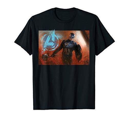 Avengers Endgame Captain America Mjolnir Shield Portrait T-Shirt