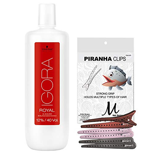 Schwarzkopf Igora Royal 12 percent 40 Volume Developer 33.8 oz and M Hair Designs Piranha Hair Clips -Bundle - 2 items-