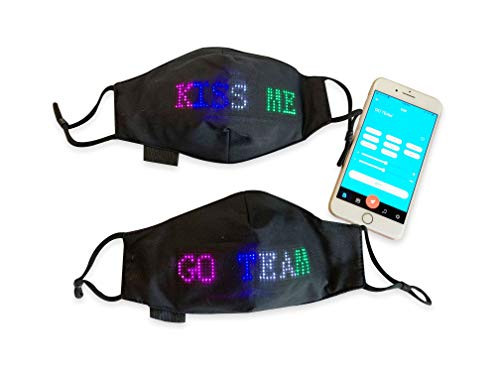 Magic Display Programmable LED Face Mask. Create Customizable Scrolling Messages. Comes with Bluetooth That Connects to The Smartphone App. USB Rechargeable. Black