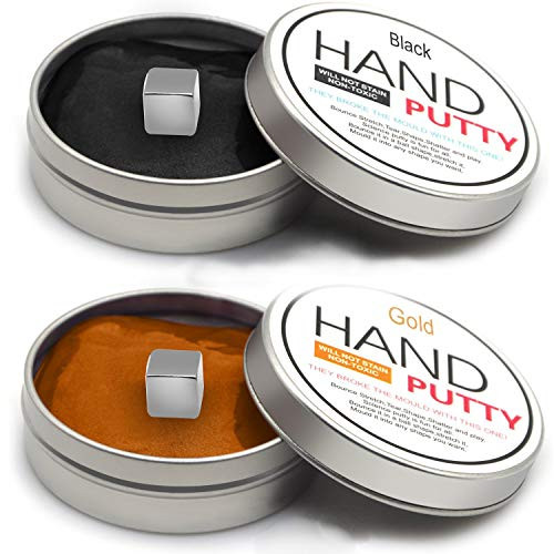 Three Legs 2 Pack Magnetic Putty Slime Super Stress Reliever Infused with Iron Slime Toy for Kids & Adults ( Black and Gold)