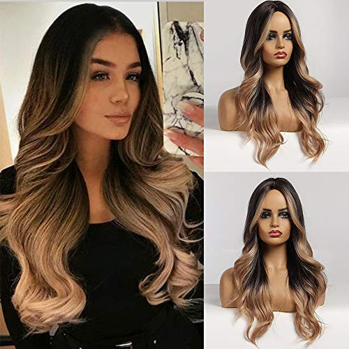 piaou Ombre Dark Brown to Blonde Wigs for Women Long Natural Wave Synthetic Wigs Heat Resistant Hair Part Daily Wigs Natural Looking -Ombre Dark Brown to Blonde- piaou Ombre Dark Brown to Blonde Wigs for Women Long Natural Wave Synthetic Wigs Heat Resistant Hair Part Daily Wigs Natural Looking -Ombre Dark Brown to Blonde-