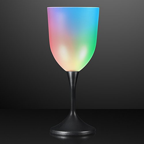 Frosted LED Wine Glass with Classy Black Base -Set of 4-