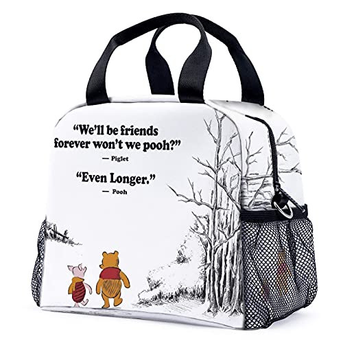 OAbear Winnie The Pooh Lunch Bag White Large Capacity Insulated Cooler Bag for Girls