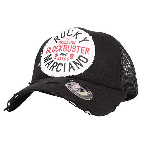WITHMOONS Baseball Cap Distressed Meshed Hat Vintage Patched NCM1062 -Black-