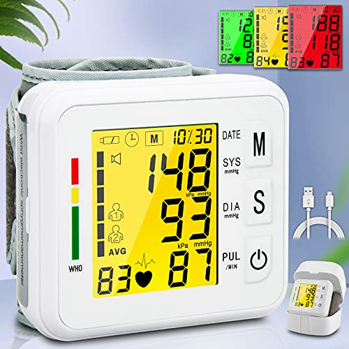 Topffy Blood Pressure Monitor-Wrist Digital BP Cuff Automatic BP Machine for Home Use 99*2 Reading Memory Large Tri-Backlit Rechargeable Pulse Rate Monitoring Meter Wrist Blood Pressure Monitor Topffy Blood Pressure Monitor-Wrist Digital BP Cuff Automatic BP Machine for Home Use 99*2 Reading Memory Large Tri-Backlit Rechargeable Pulse Rate Monitoring Meter Wrist Blood Pressure Monitor